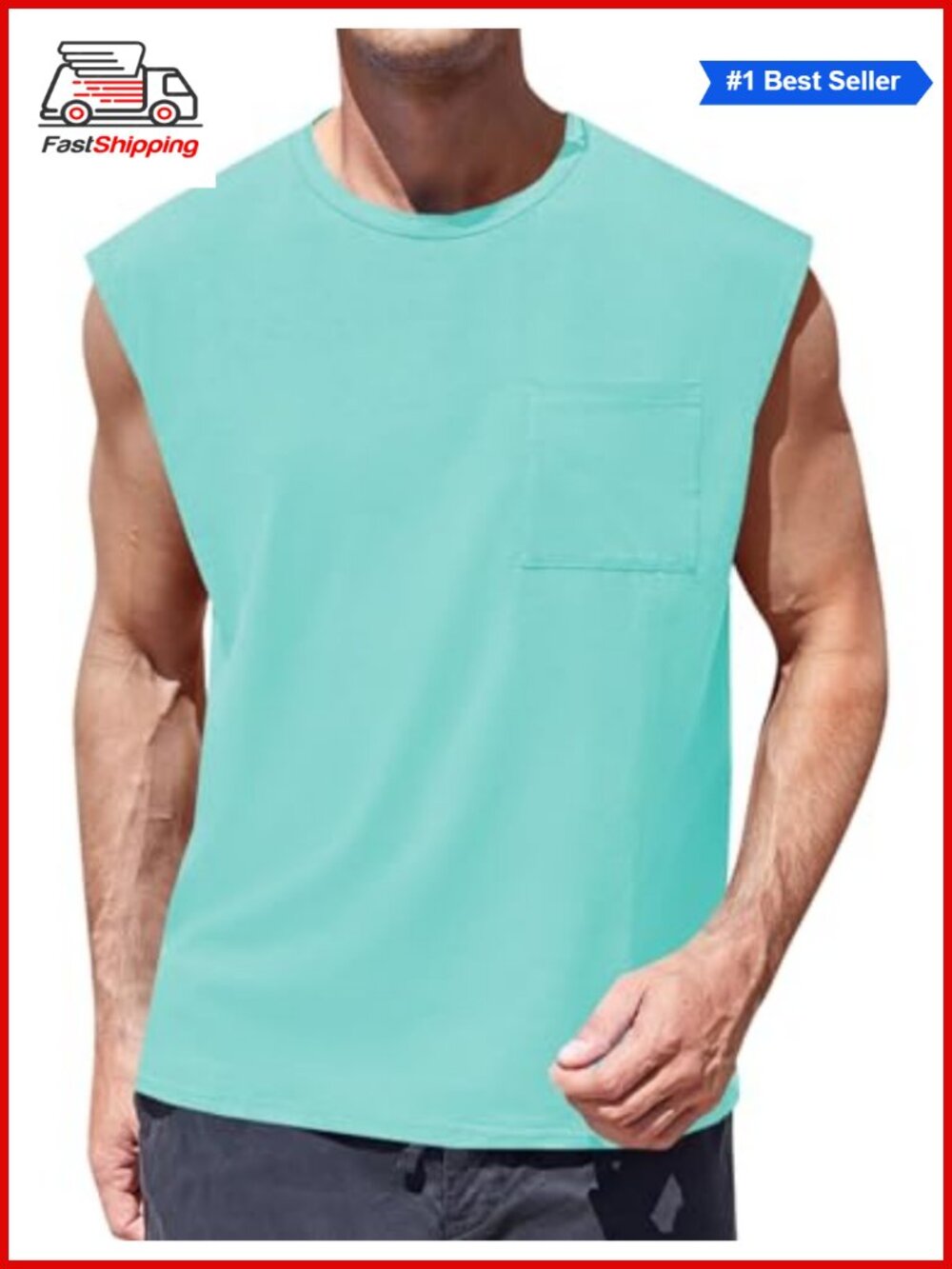 ✨ Men's Sleeveless Workout Tank Top with Pocket Cotton Loose Fit Moisture
